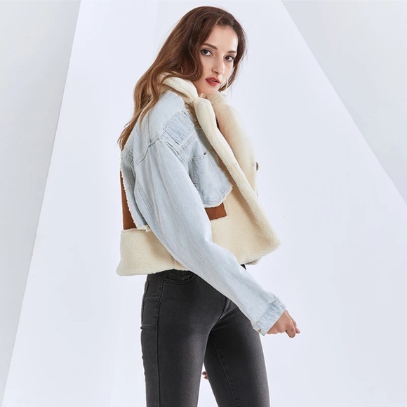 New, Faux shearling and denim jacket. - Picture 3 of 4